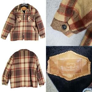Vintage Woolrich Mackinaw Cruiser Wool Shacket Jacket Men's Size XL Brown Plaid